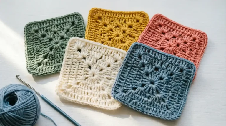 Colorful solid granny square crochet pattern with no gaps and perfect edges